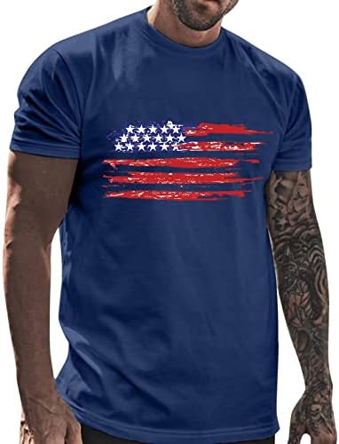 Ubst muške vojnice kratkih rukava, patriotske majice, Dan nezavisnosti Retro uznemirena američka zastava Ljeto Slim Fit Tee