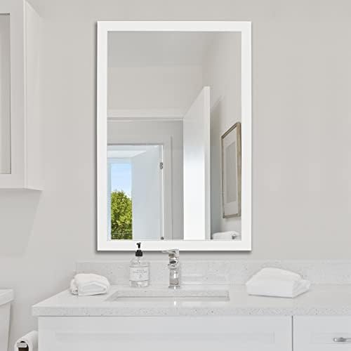 Ruomeng pravougaono Zidno ogledalo 24 x 36 za kupatilo, spavaću sobu, ulaska, dnevni boravak, bijeli