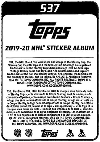 2019-20 TOPPS NHL naljepnice # 537 Libor Hajek New York Rangers NHL Hockey mini naljepnica trgovačka kartica
