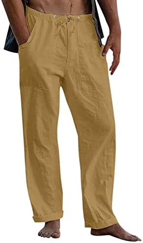 Muški ravni posteljini pantalone muške casual solid pantalone pune dužine labave pantne lanene traperice muške