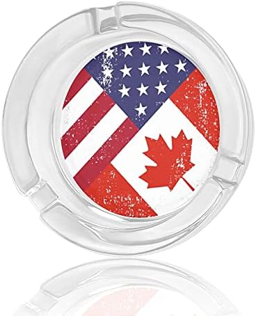 Retro Amerika Kanada Zastava moderni okrugli stakleni ladici za pepeo prijenosne ukrasne cigarete za cigarete