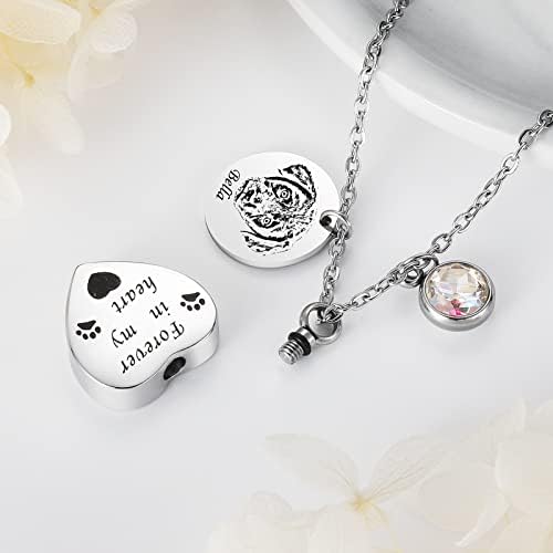 HooAMI pet Paw Heart Charm & cilindar spomen urna ogrlica od nehrđajućeg čelika kremiranje nakit