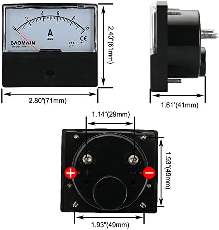 Baomain ammeter DH-670 DC 0-10A pravokutni amperi Mjerač panele za iglu Ampemeter