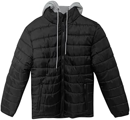 Fsahjkee crna jakna za puffer muškarci, spuštani kaputi zazor dugih rukava zimski kaputi ležerne