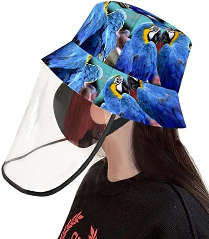 Zaštitni šešir za odrasle sa štitom za lice, ribarsko šešir protiv sunčane kape, životinjski plavi papagaj