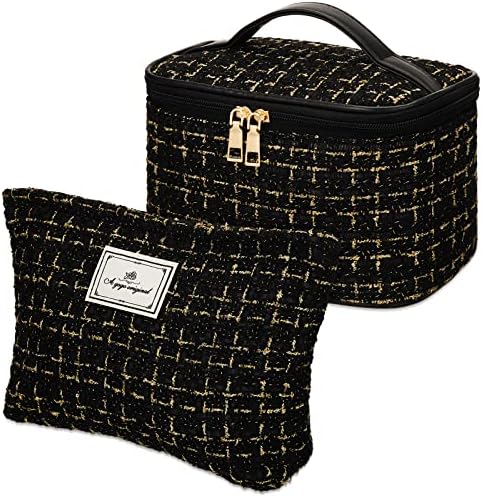 2 kom Prijenosna putna torba za šminkanje Tweed kozmetička torba s ručkom futrola za šminkanje kozmetička torbica