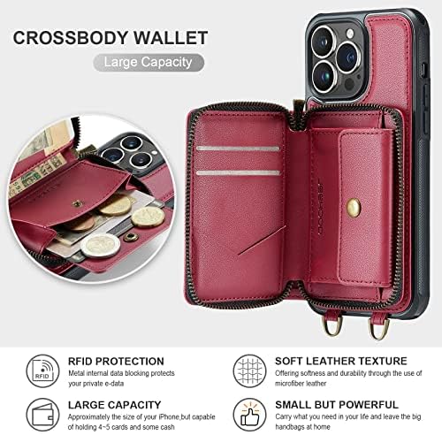 Soyeacrg Crossbody torbica za novčanik za iPhone 14/14 Plus / 14 Pro/14 Pro Max, PU kožni RFID držač