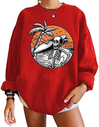 Praznični pulover za žene s dugim rukavima Klasična plus veličina Nogomet Loose Fit Bluuses Crewneck Poliester