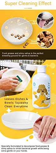 Odout Dog Bowl Cleaner Free tečnost za pranje posuđa formulisana za kućne ljubimce efikasno uklanja masnoću za hranu i sluzavu pljuvačku za kućne ljubimce za sve vrste hrane za kućne ljubimce & posude za vodu, posuđe, & amp; posuđe