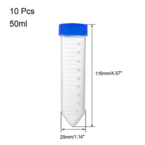 UXCell 10 kom 45ml plastične cijevi za centrifuge sa vijkom, polipropilen diplomirala Micro centrifuge cijevi,