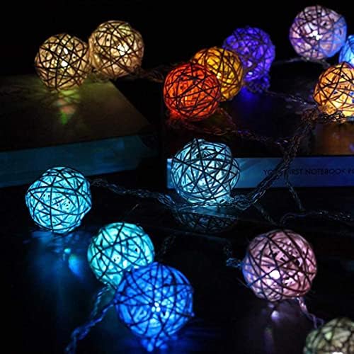 Xianfei 20ft Rattan Balls string Lights, baterijsko 40led Globus Fairy svjetlo sa 8 funkcionalnim daljinskim