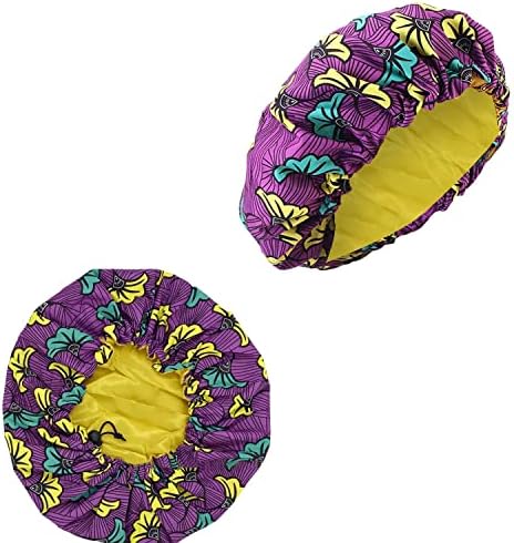 JUPA Place Satin-obložen Ankara glavom poklopca, afrički print svilena kapa za kosu za spavanje,