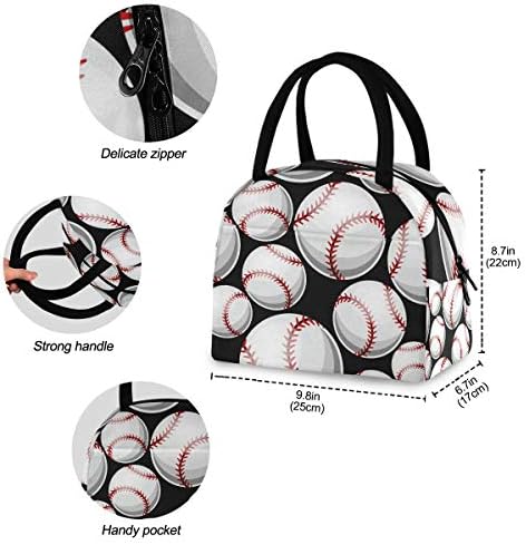 Izolovana torba za ručak za žene - bejzbol Softball grafika velika nepropusna torba za ručak sa naramenicama
