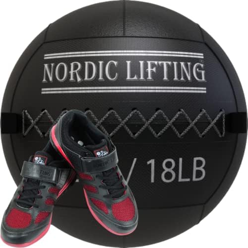 Nordic Lifting Wall Ball 18 lb paket sa cipelama Venja Veličina 7-crna crvena