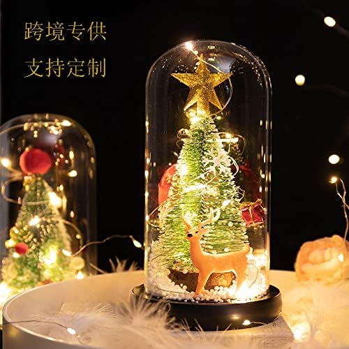 AOOF Božić kreativni poklon Cedar prozor ukras LED lampa staklo poklopac ukras Hairballlyingdeer
