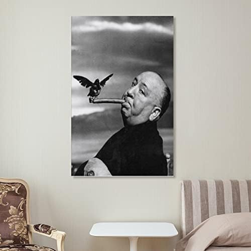 Reditelj Alfred Hitchcock ptice，Vintage crno-bijeli Art Deco Poster-posteri za sobu estetska platna zidna umjetnička