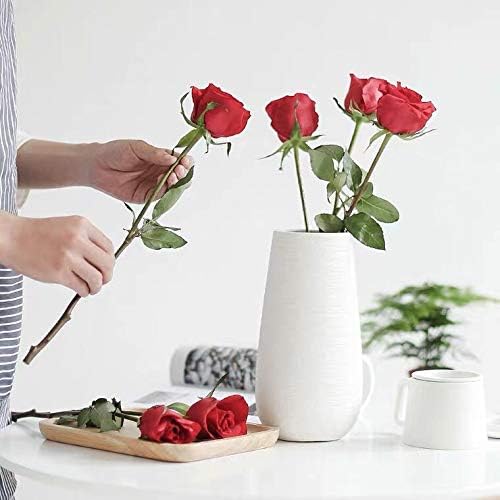 10-inčna bijela keramička vaza za cvijeće, tekstura modernu vazu, velika cvjetna vaza, minimalistička