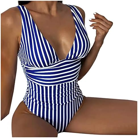 Striped kupaćim kostima za žene visokog struka V izrez za bandeau kupaći kostimi za plasku odjeću Trgovina