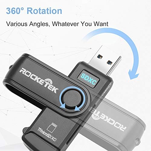 Rocketek SD TF čitač kartica, USB 3.0 Adapter memorijske kartice Dual Slot za SD SDXC SDHC