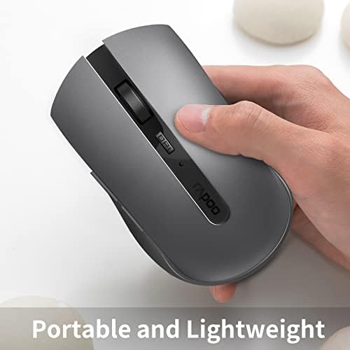 Rapoo Bluetooth miš, 7200m tihi bežični miševi sa više uređaja, 4 podesiva DPI, podrška do 3 uređaja, prenosivi optički miševi za Laptop Windows PC Tablet, Crni