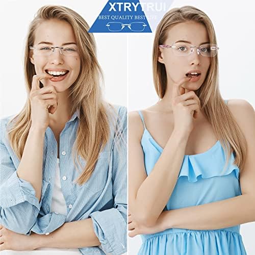 Xtrytrui naočare za čitanje bez okvira za žene plavo svjetlo blokiranje modni elegantni umjetnički