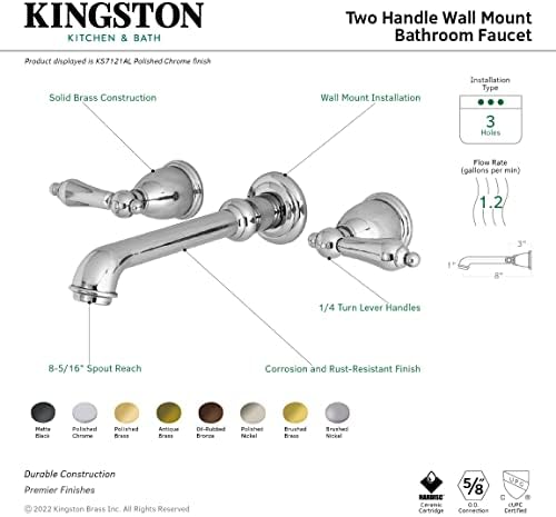 Kingston Brass KS7125AL Engleska seoska slavina za kupatilo, 10-7 / 16 u dosegu izljeva, Bronza utrljana uljem