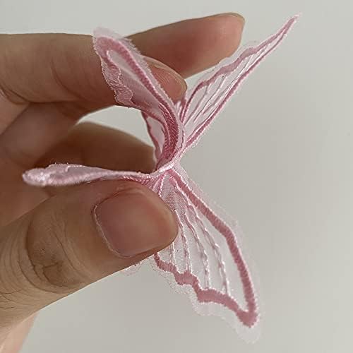 12pcs leptir čipka, dvostruki slojevi Organza leptir čipkani tkanini za vez za šivanje čipkasti DIY zanatsko