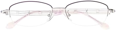HELES ženske Poluoblikne ovalne metalne legure naočare za čitanje protiv refleksije UV premaza čitač naočara sa jednim vidom-srebro & amp; ljubičasto / / Plano