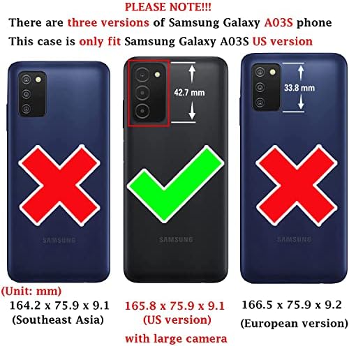 Kompatibilno sa Samsung Galaxy A03s američka verzija 5G 2022 futrola za novčanik i Premium stalak
