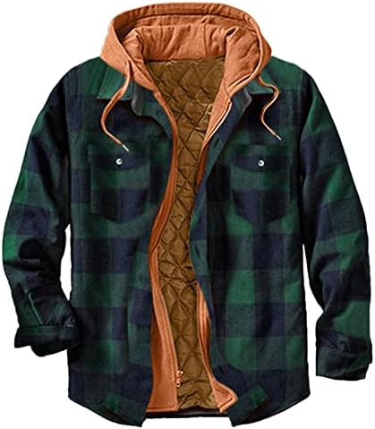 BEUU PLAID Jakne majice za muške, zimski pamučni kaput sa kaputima sa kapuljačom sa zatvaračem patentni