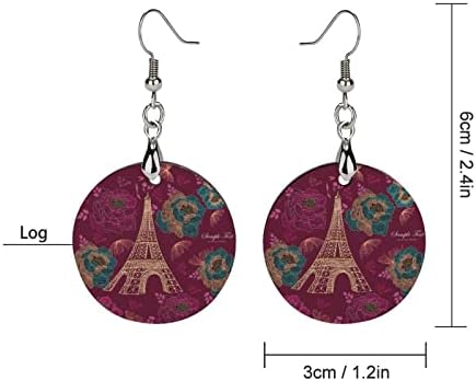 Eiffelovne drvene minđuše okrugle privjeske za uho kuke za žene za žene