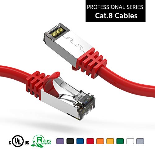 Beszin [50 mikrona pozlaćena 0,5ft CAT.8 S / FTP oklopljeni Ethernet mrežni kabel crveni 26AWG