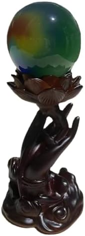Resin Lotus Guanyin Buddha zaslon za ruke držač držač statua za statua sa 60 mm šarene CAT EYE Crystal Ball Reproduciraj rukomet za kućni urezni ukras