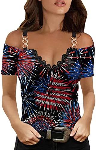 4. jula hladne košulje za žene Top USA Flag Stripes grafičke majice Casual bluze