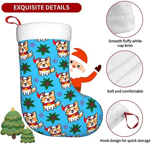 WizFuyq Corgi Božićni šešir za božićne čarape Velike veličine Xmas Kamin Viseći čarape Dekoracija za obiteljski