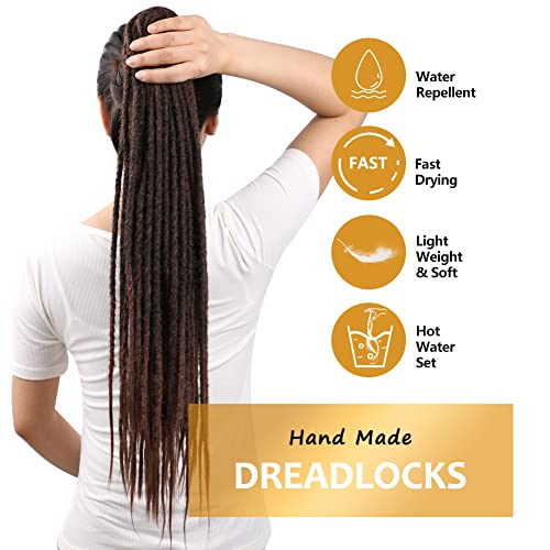 Aguacor Synthetic Double end Dreadlock Extensions 24inches Thin 0.6 cm Dreads Handmade Crochet Hair Reggae Hair Hip-Hop Style Soft Dreadlocks Extensions For Rock & amp; Roll hipi Crna do tamno smeđa Dreads Hair Extensions