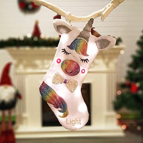 Aonewin Girl Božićne čarape sa LED svjetlom, 17 Sparkly baby božićne čarape za božićne ukrase