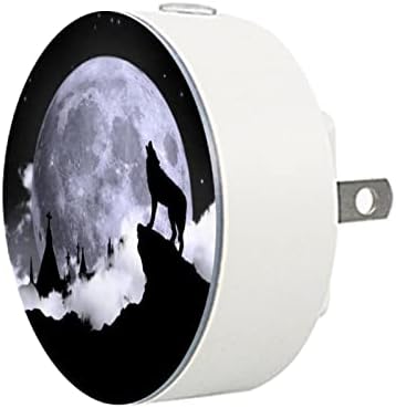 2 paketa Plug-in Nightlight LED noćno svjetlo vuk zavija na Mjesec sa senzorom sumraka do zore