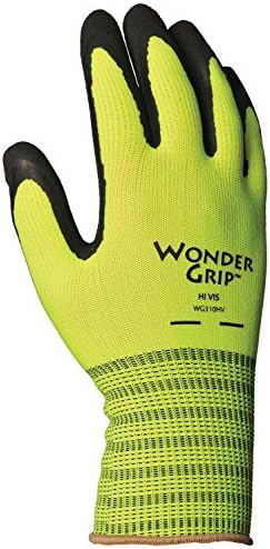 Wonder Grip WG310HVM High-Visibility Extra bešavne pletene radne rukavice dvostruko premazane Crne