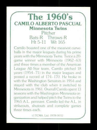 Camilo Pascual AUTOGREGE 1978 TCMA kartica 32 Minnesota Twins SKU 171896 - bejzbol ploče sa autogramiranim