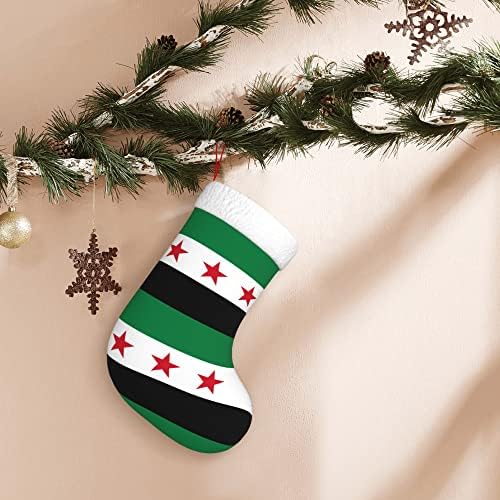 QG ZZX Božićne čarape sa bijelim super mekom plišane manžetne sirijske zastave Xmas Božićne ukrase Čarape