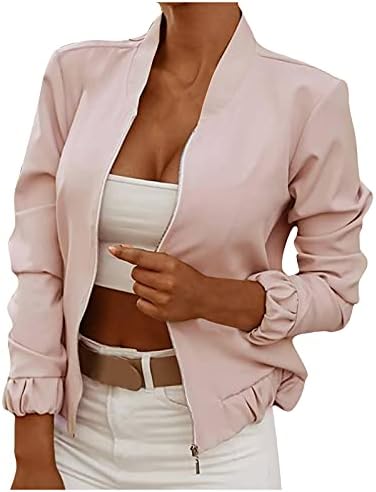 Ženska modna pauze s dugim rukavima Čvrsta casual kratka jakna Jakne za kaputene bluze bluze bluze