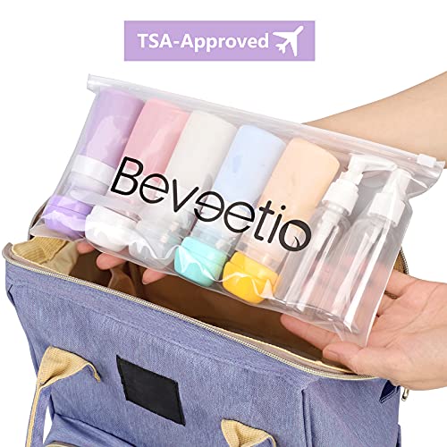 Beveetio Travelne boce TSA odobreno 15 paketa, 2.2oz silikonske kontejnere za punjenje, BPA besplatne