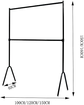NEOCHY stalak za odjeću, dvoslojna željezna vješalica, podni stalak za sušenje/Crni/150x150cm