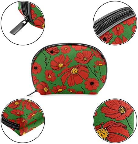 Mala šminkarska torba, patentno torbica Travel Kozmetički organizator za žene i djevojke, Gesang Cvijet crveni vintage cvjetni zeleni
