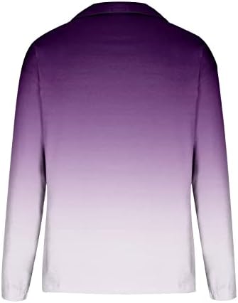 NaRHbrg ženske Tie Dye rever majice za žene duge rukave bluza V izrez Tees Casual Fall Gradient