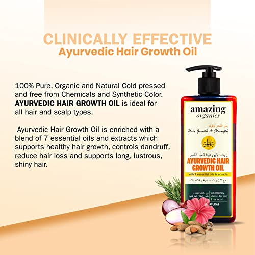 AmazingOrganics Amazing Organics Ayurvedski ulje za kosu za kontrolu pada kose & Sjaj prirodno za muškarce