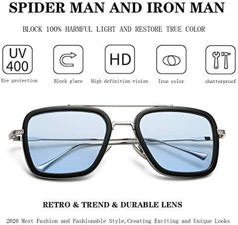 Sungvg Tony Stark naočare za sunce za muškarce žene kvadratni metalni okvir - Iron Man i Edith Sun Glasses
