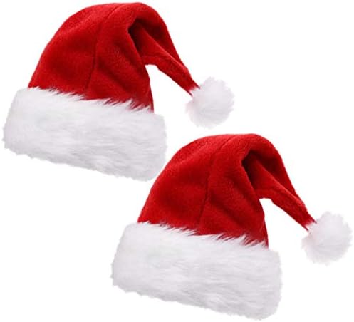 ALIMITOPIA 2kom Božić Santa šešir, dvoslojni luksuz pliš Božić Santa Claus kapa Božić šešir za