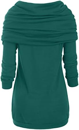 Nokmopo ženske košulje plus veličina O-izrez dugih rukava čvrstog botona Pachwork asimetrični